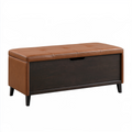 Banc coffre de rangement 100 x 40 x 45 cm en simili cuir cognac style moderne