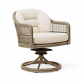 Fauteuil pivotant 80 x 82 x 92 cm en résine tressée taupe avec coussins beige style contemporain