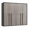Armoire 270 x 60 x 220 cm en panneaux mélaminés gris et noir à 6 portes style contemporain