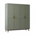 Armoire 4 portes 200 x 60 x 200 cm vert sauge aspect bois style scandinave