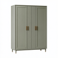 Armoire 4 portes 160 x 55 x 200 cm en panneaux de bois vert sauge style contemporain pour chambre