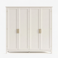 Armoire 200 x 60 x 220 cm en bois blanc cassé à 4 portes style classique
