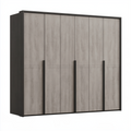 Armoire 6 portes 270 x 60 x 220 cm en panneaux mélaminés gris béton et noir style contemporain